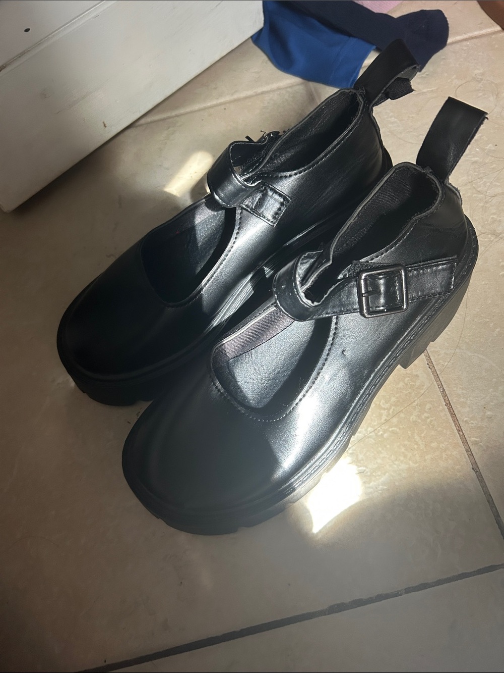 Classic Black Mary Jane Chunky Sole Women’s Shoe velcro band